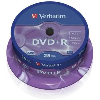 Verbatim DVD+R диск, AZO, 4, 7GB, 16x, 25 диска, на ролка, VERBATIM 43500 (43500)