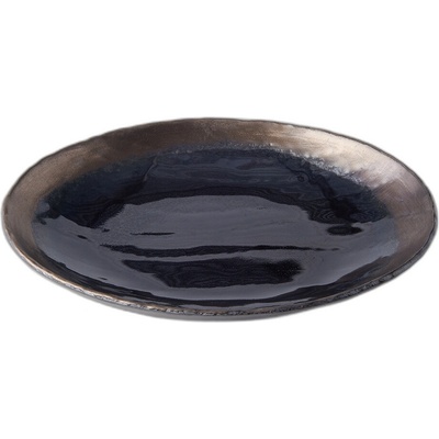 Jedálenský tanier GLOSS BLACK 24 cm, čierna, keramika, MIJ