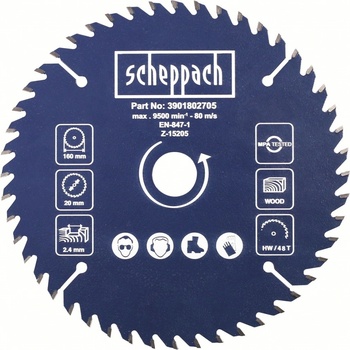 Scheppach pilový kotouč 160/20mm, 48z pro DIVAR 55 / PL 55