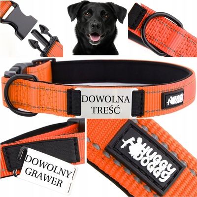HUGGY DOGGY Obojek pro psa látkový s gravírováním