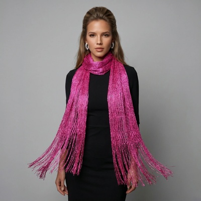 Classic Scarf dámská třpytivá slavnostní šála jasně růžová