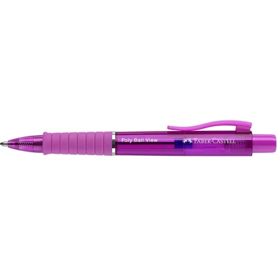 Faber-Castell Химикалка, 0, 34 мм, с бутон, цвят на корпуса фуксия, FABER-CASTELL "Poly Ball View Aurora", синя (145768)