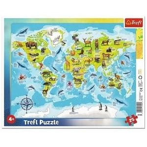 Trefl Puzzle 25el frame world map with animals 31340 Trefl p16
