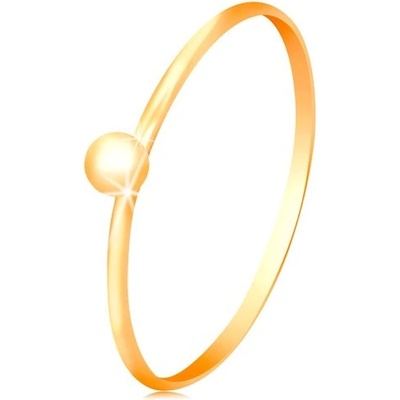 Šperky Eshop Prsten ve žlutém zlatě drobná lesklá kulička tenká ramena S3GG59.20