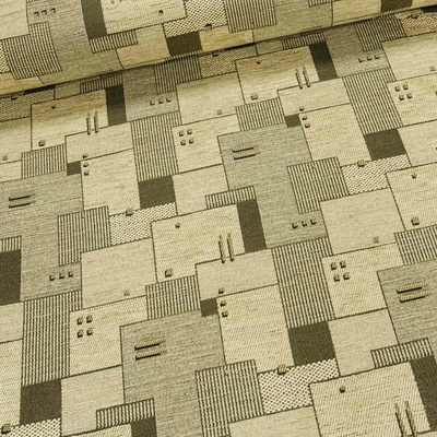 Potahová látka VITA 15/56, geometrický vzor, khaki-béžová, š.140cm (látka v metráži)