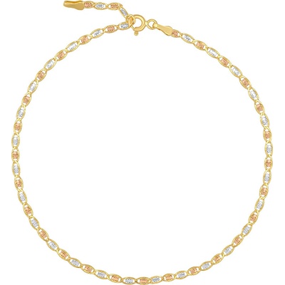 SILVEGO Zlatý řetízek na nohu ze žlutého, bílého a růžového zlata s broušenými očky FNN1424AGYWR – Sleviste.cz