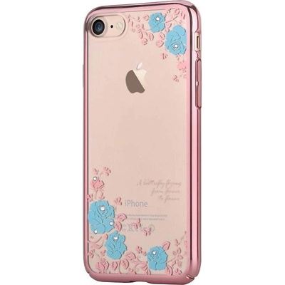 DEVIA Crystal Joyous Case - поликрабонатов кейс за iPhone 8 Plus, iPhone 7 Plus (с кристали Сваровски) (със сини цветя)