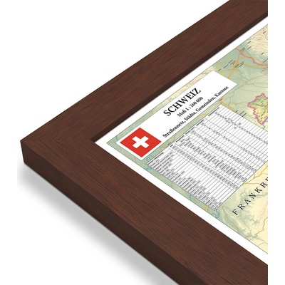 Excart Maps Švýcarsko - nástěnná mapa 140 x 100 cm Varianta: mapa v dřevěném rámu, Provedení: Pegi višeň