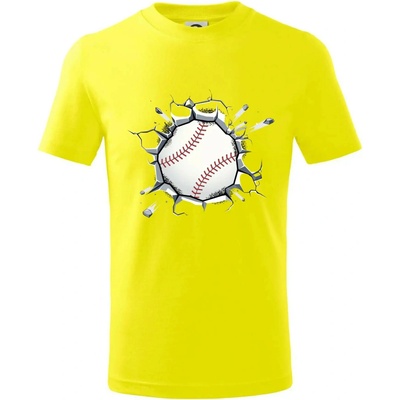 Baseball míč v triku tričko dětské bavlněné citrónová
