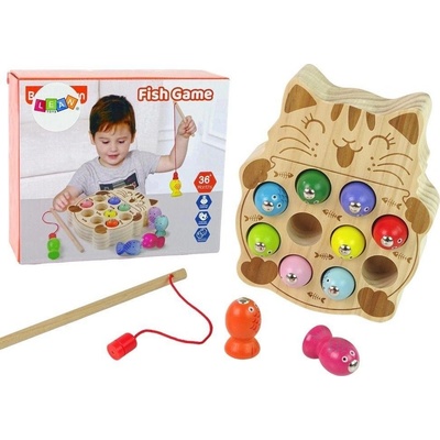 LEAN Toys Дървена игра за риболов с 2 въдици (5905323213074)