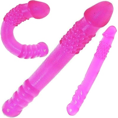 LOLO gelové dvojité dildo s vroubky růžové