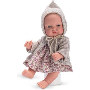 Asi Dolls Кукла бебе Asi Dolls - Горди, с флорална рокля и жилетка, 28 cm (157570)