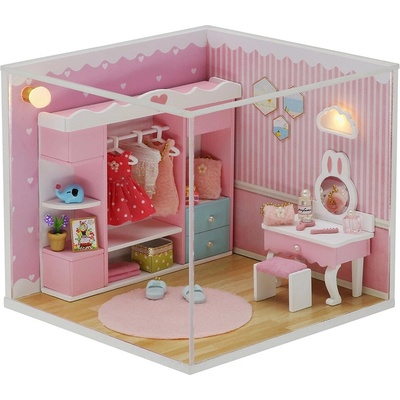 Dvěděti Miniatúrny domček pre dve deti Roztomilá šatňa