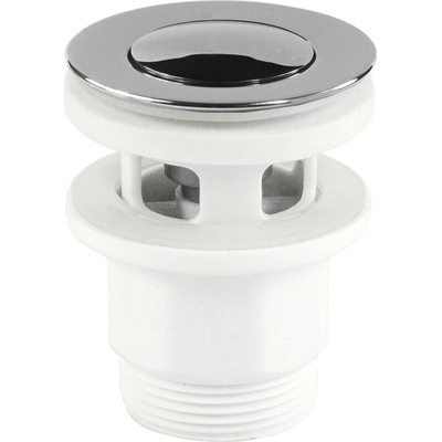 Mereo Výpusť uzatváracia CLIC-CLAC, plastová s prepadom, pochróm. mosadz, ø 5/4", guľatá