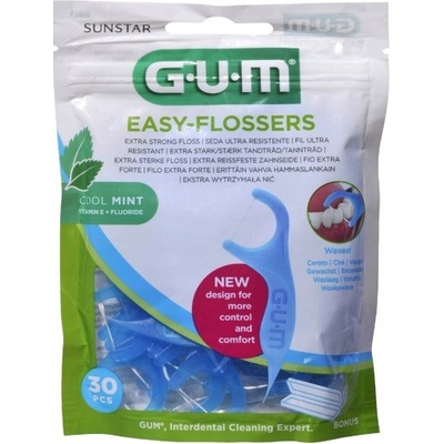 GUM EASY-FLOSSERS zubná niť na držadle mätová odolná 30 ks