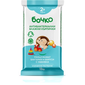 Бочко БОЧКО Влажни антибактериални кърпи 18 бр