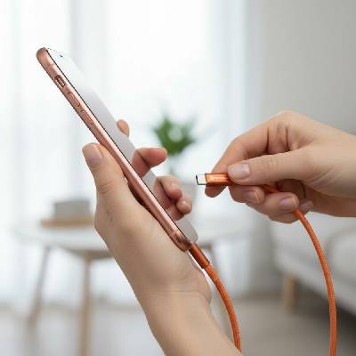 Forcell CCFN23 USB-C / USB-C plochý 60W PD QC4.0 AVS 1,2m oranžový