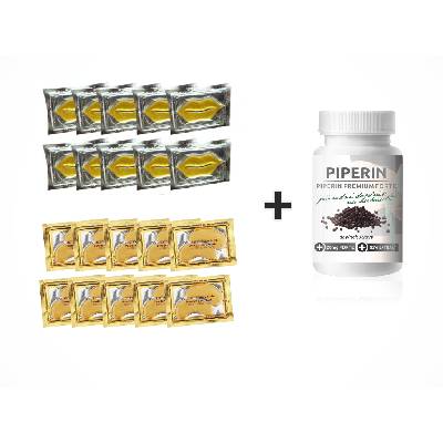 Bio-Detox Zlatá oční maska 10kusů + Kolagenová maska na rty 10 kusů + Piperin Premium FORTE 20mg 120tbl. ZDARMA