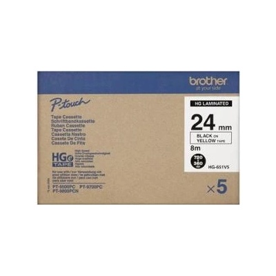 Páska Brother HGE651V5, černý tisk/žlutý podklad, originál