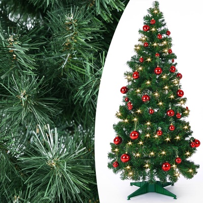 Goleto Pop-Up umelý vianočný stromček vrátane ozdôb a LED svetiel 180 cm zelená