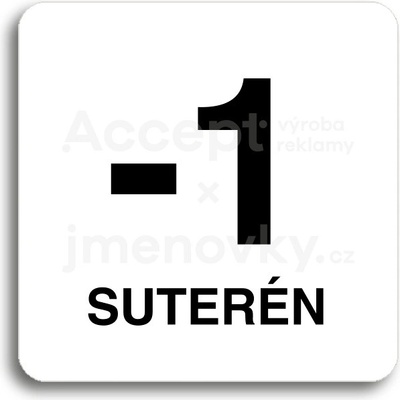 ACCEPT Piktogram -1 suterén - bílá tabulka - černý tisk bez rámečku