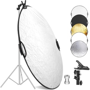 NEEWER 80cm 5-in-1 Light Reflector with Clamp and Handles, Polyester Multi-Disc Photography Diffuser, Translucent/Silver/Gold/White/Black, 3/8" Thread, for Studio and Outdoor Lighting, RF-80II - 90101122 (90