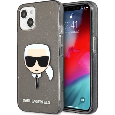 KARL LAGERFELD Гръб Karl Lagerfeld TPU Full Glitter Karl Head Case за iPhone 13 - Черен