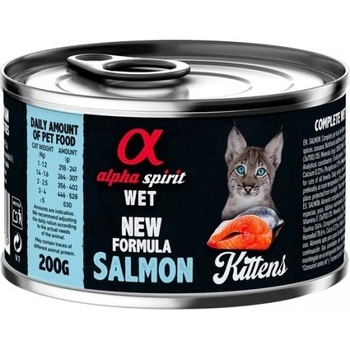 Alpha Spirit Complete wet cat food kitten - Монотпротеинна консерва за подрастваки котенца със сьомга, 93% месо и 4% плодове - 200 гр 4004093