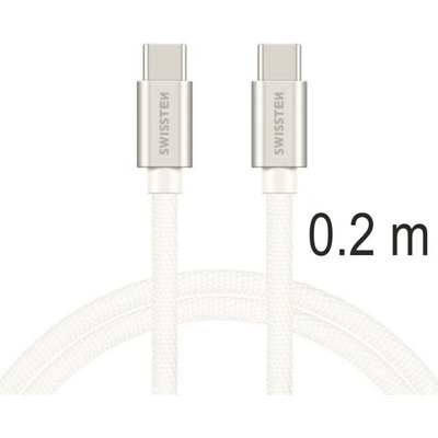 Swissten 71527209 Datový Textile USB-C, USB-C 0,2m stříbrný