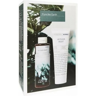 KORRES Промо сет душ гел + афтършейв, Korres Pure Like Earth Gift Set Vetiver Root Shower Gel 250ml & Aftershave Balm 125ml