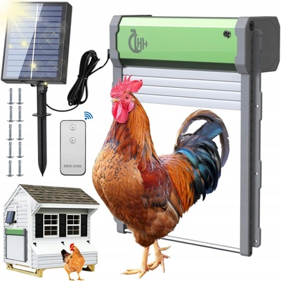 AUTOMATICKÁ DVÍŘKA DO KURNÍKU SOLÁRNÍ 2000mah S ČASOVAČEM VODĚODOLNÉ + DÁLKOVÉ OVLÁDÁNÍ