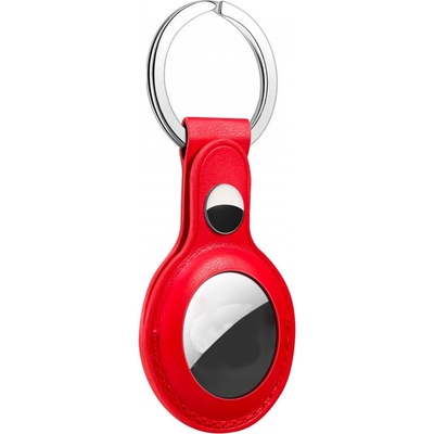 Loco Ключодържател от изкуствена кожа за Apple AirTag - Loco AirTag Dot Vegan Leather Keyring Case (червен) (LOC007RED)