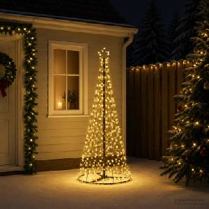 vidaXL Спирално LED коледно дърво с основа EKENAS 180 см (42056565)
