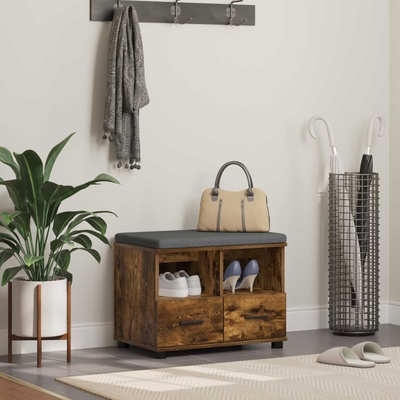 vidaXL Пейка за коридор с възглавница Пушена Дъб 60 x 38 x 46 см (891452)