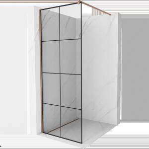 Mexen Kioto душова стена Walk-in 70 x 200 см, черна решетка 8 мм, розово злато (800-070-101-60-77)