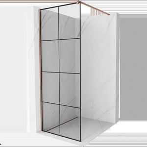 Mexen Kioto душова стена Walk-in 70 x 200 см, черна решетка 8 мм, розово злато (800-070-101-60-77)