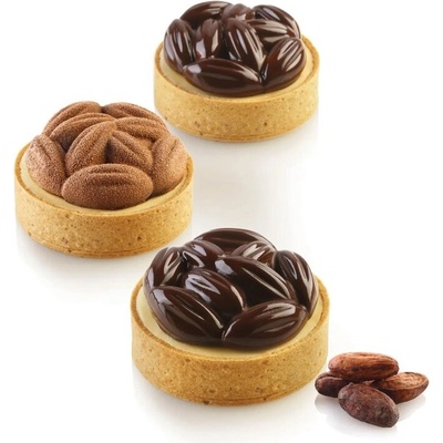 Silikomart tartaletky formičky sada 8 ks Kit Tarte Ring Cocoa 7cm