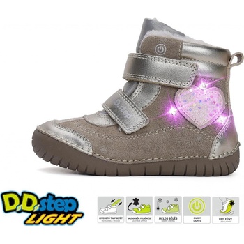 D.D.Step dívčí zimní kožené blikací boty W050-42707D
