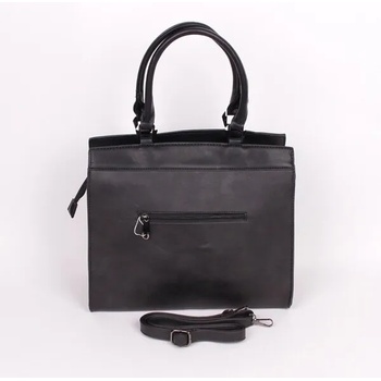 Стилна дамска чанта от еко кожа в черен цвят - изчистен дизайн