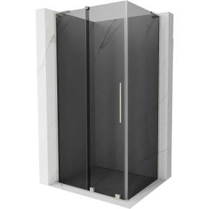 Mexen Velar L плъзгаща се душ кабина 90 x 100 см, графит, четкан никел - 871-090-100-43-97 (871-090-100-43-97)