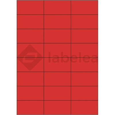 Labelea Samolepiace etikety 70x37 mm farebné papierové, na hárku A4, pre laserovú a atramentovú tlač, Farba etikiet Červená, Počet hárkov v balení 100 EPY070037PR024S