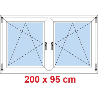 Soft Dvoukřídlé plastové okno 200x95 cm OS+OS se sloupkem Bílá