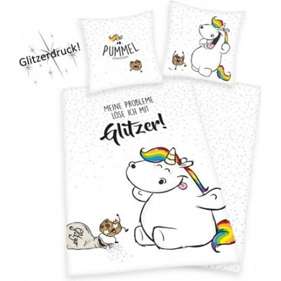 Herding obojstranné bavlna obliečky UNICORN Glitter 140x200 70x90