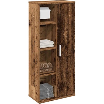 vidaXL Шкаф за баня с държач за ролки, старо дърво, 39x22x90 см (858531)