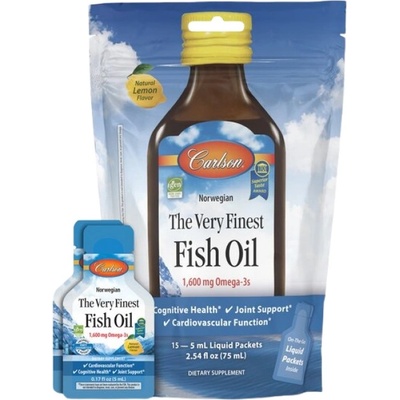 Carlson Labs The Very Finest Fish Oil Liquid 1600 mg [15 x 5 мл] Лимон