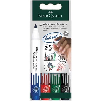 Faber-Castell Борд маркер за бяла дъска W20, 4 цвята (253942)