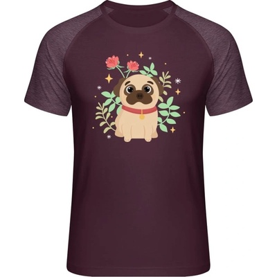 Mymate predĺžené tričko MY111 Motív psíka s kvetinkou burgundy heather burgundy