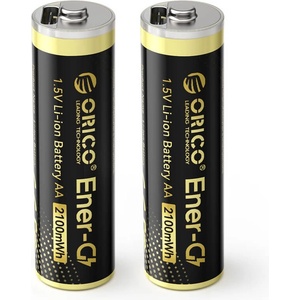 ORICO 2 броя презареждаеми литиеви батерии AA с USB-C порт - Orico Ener-G EG5C Lithium Battery 2100mWh AA (ORICO-EG5C-UN-2PK-BP)