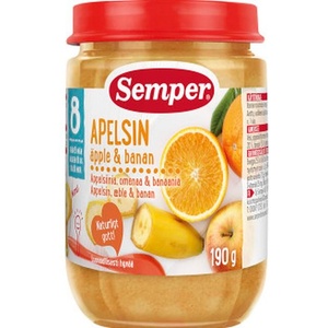 Semper Плодов десерт Semper - Портокал, ябълка и банан, 190 g (9523) - ozone