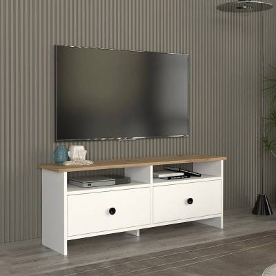 TopMebel Меламинови мебели за телевизор Gradias в бял - сапфирен дъб 120x26.6x46.8см